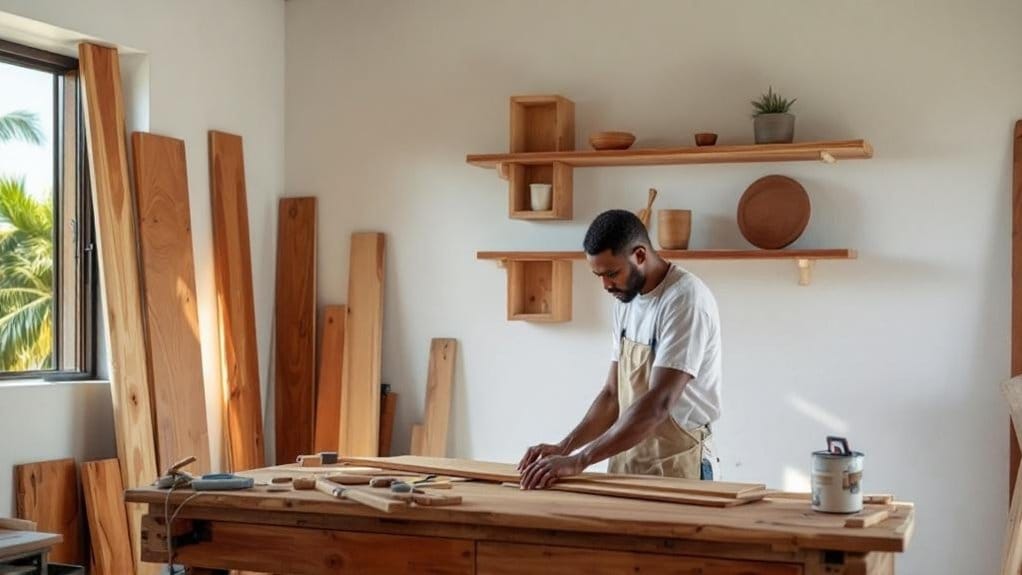 ideias de prateleiras em madeira reciclada